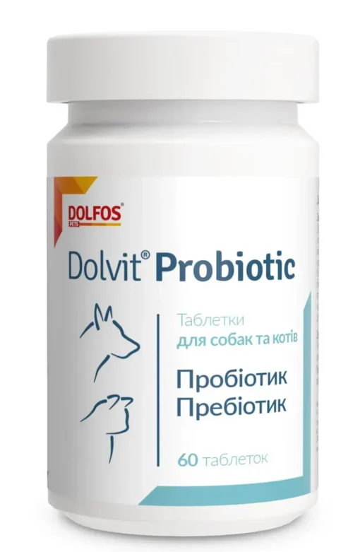 Dolfos Dolvit Probiotic пробіотики та пребіотики для котів і собак, 60 таб