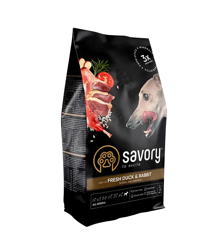 Savory Adult All Breeds rich in Fresh Duck and Rabbit