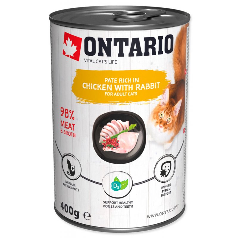Ontario Cat Chicken with Rabbit Консерви для котів з куркою та кроликом 400г