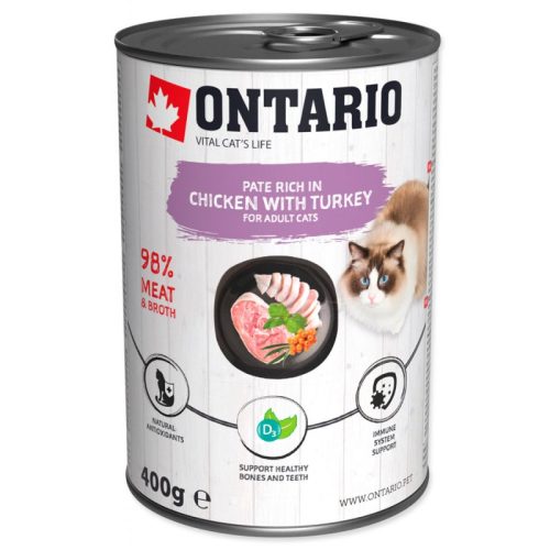 Ontario Cat Chicken with Turkey Консерви для котів з куркою та індичкою 400г