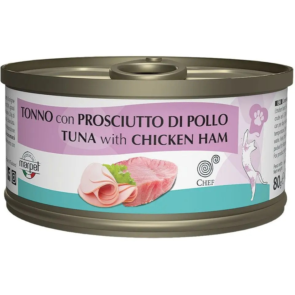 Консерва Marpet Chef тунець з курячою шинкою для котів, 80г