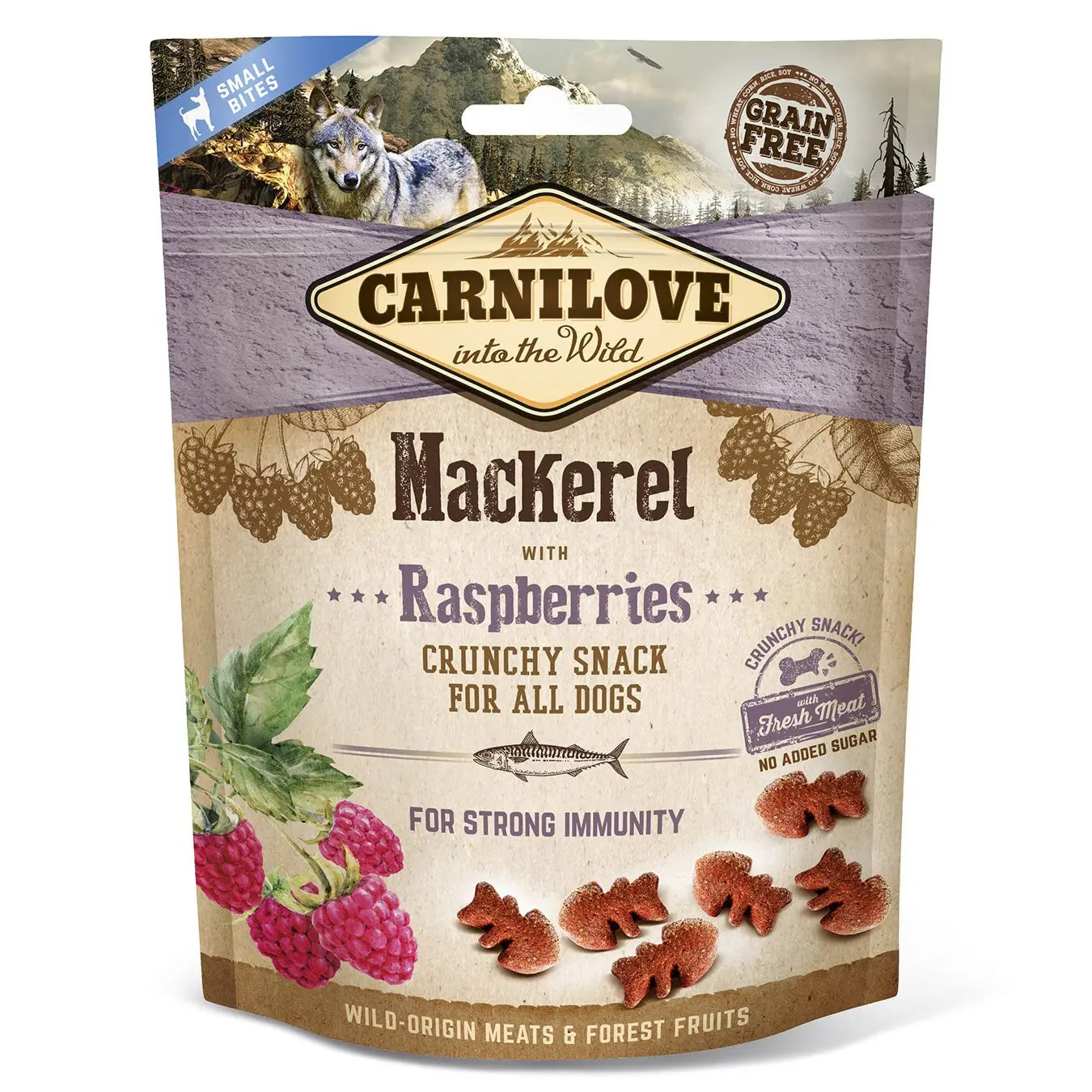 Carnilove Dog Crunchy Snack зі скумбрією та малиною для собак