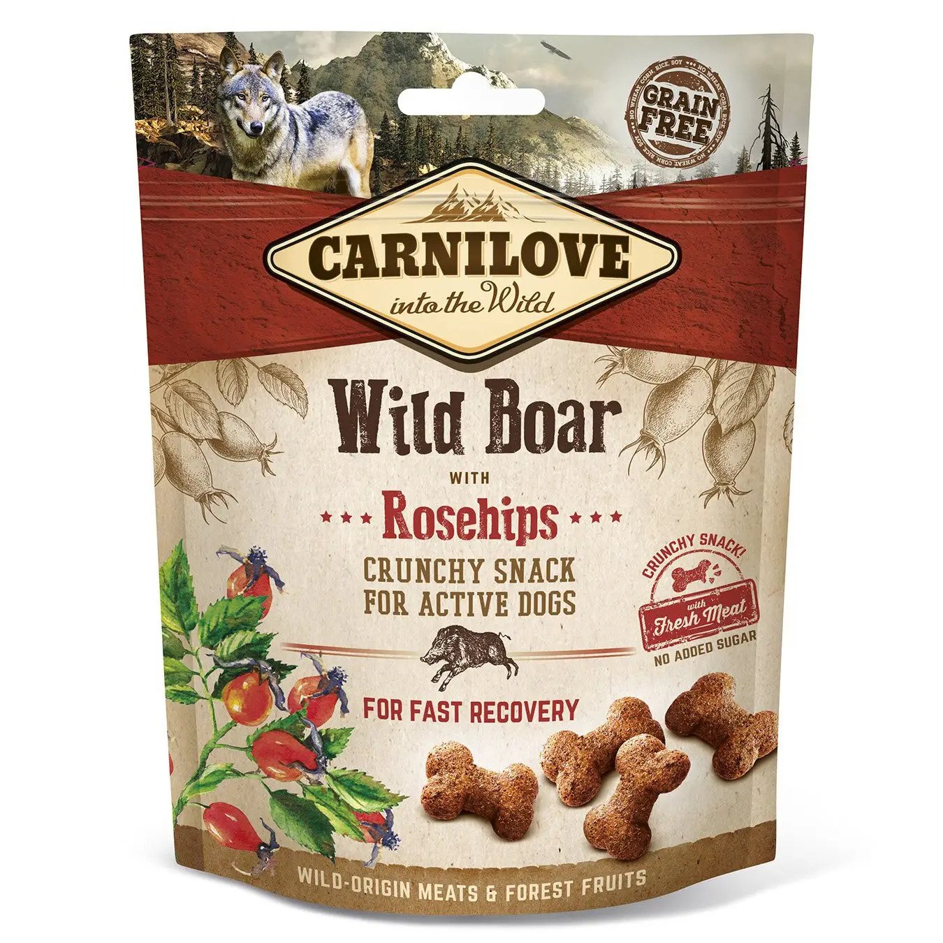 Carnilove Dog Crunchy Snack з диким кабаном та шипшиною для собак