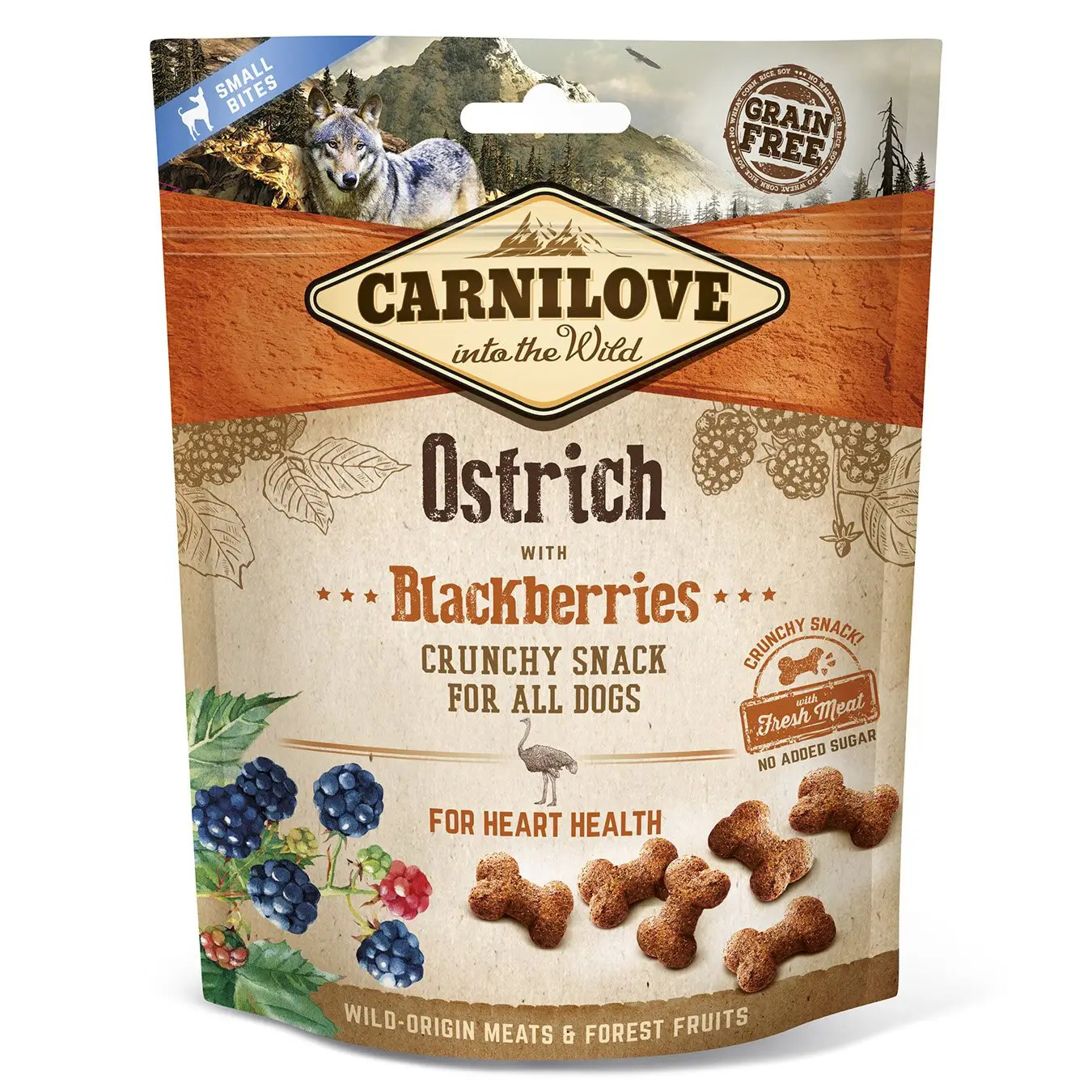 Carnilove Dog Crunchy Snack з м’ясом страуса та ожиною для собак