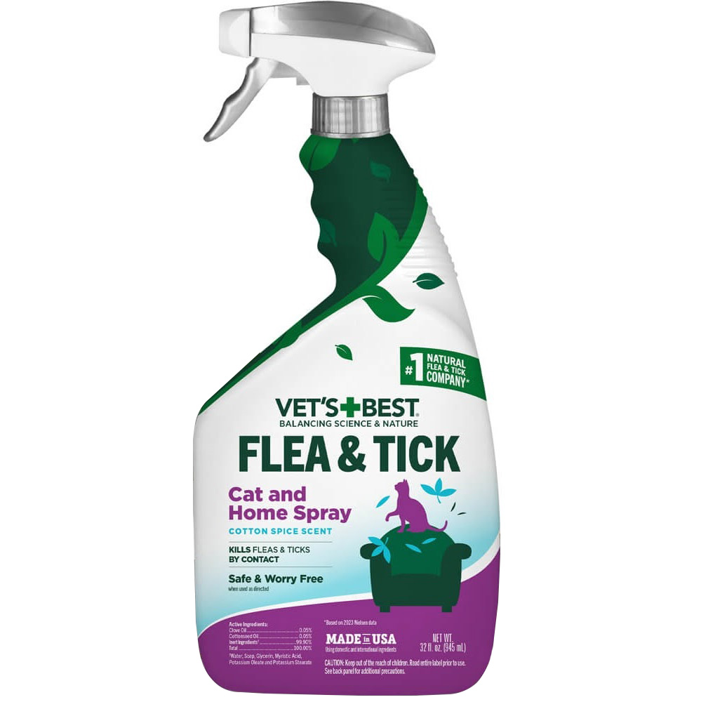 Vet's Best Flea & Tick Home Spray Cats Універсальний спрей від комах для котів та дому (з ароматом бавовни і спецій) 945 мл