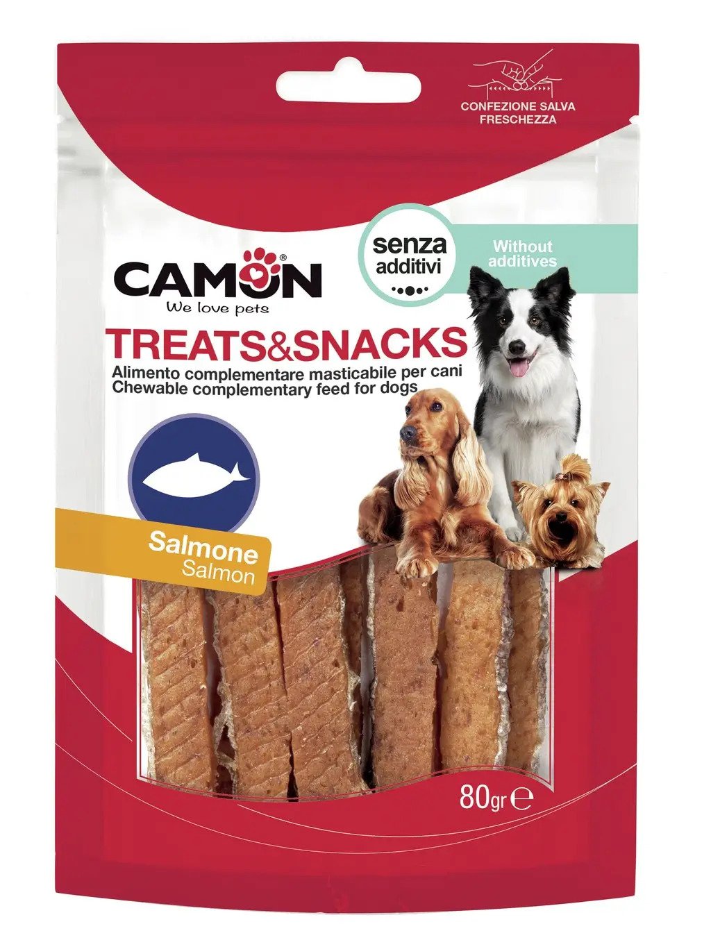 Camon Salmon strips Ласощі для собак з лососем 80г