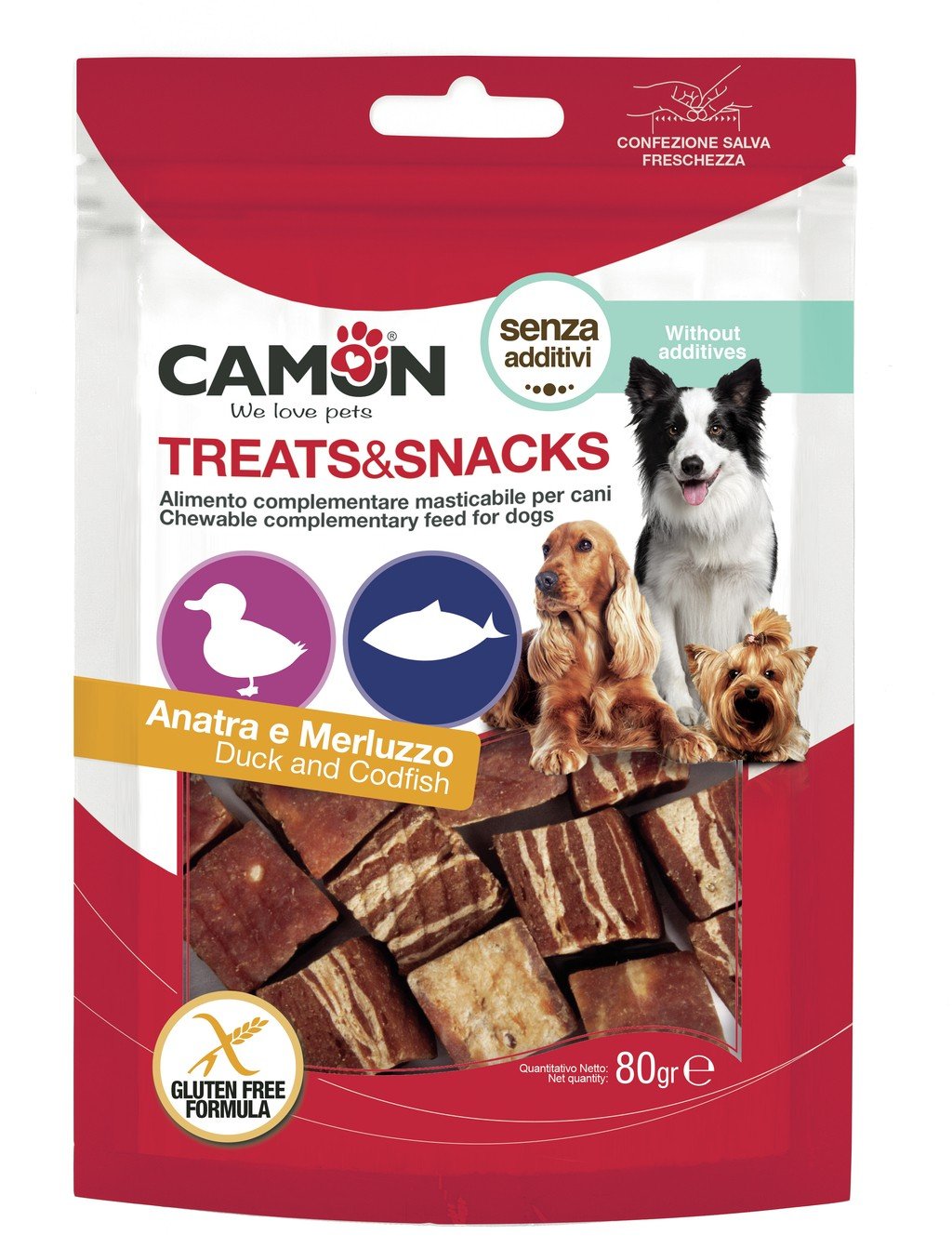 Camon Duck Codfish Cubes Ласощі для собак кубики з качкою і тріскою 80г