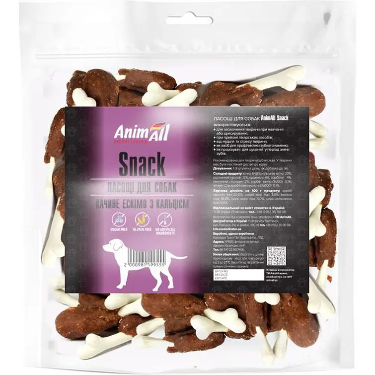 AnimAll Snack Ласощі качине ескімо з кальцієм для собак 500г