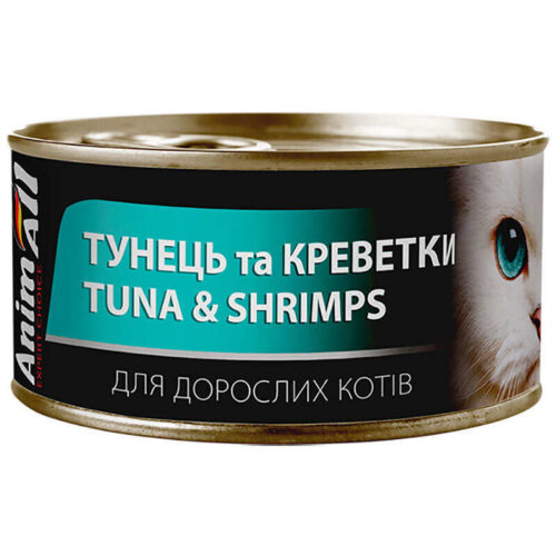 AnimAll консерва з тунцем та креветками для котів в желе
