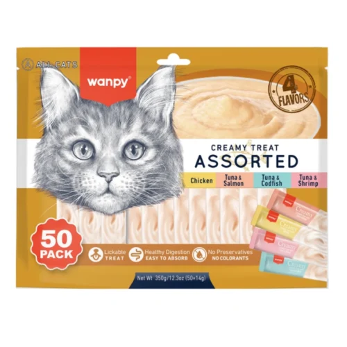 Рідкі ласощі для котів Wanpy Creamy Treat Assorted мікс 50шт