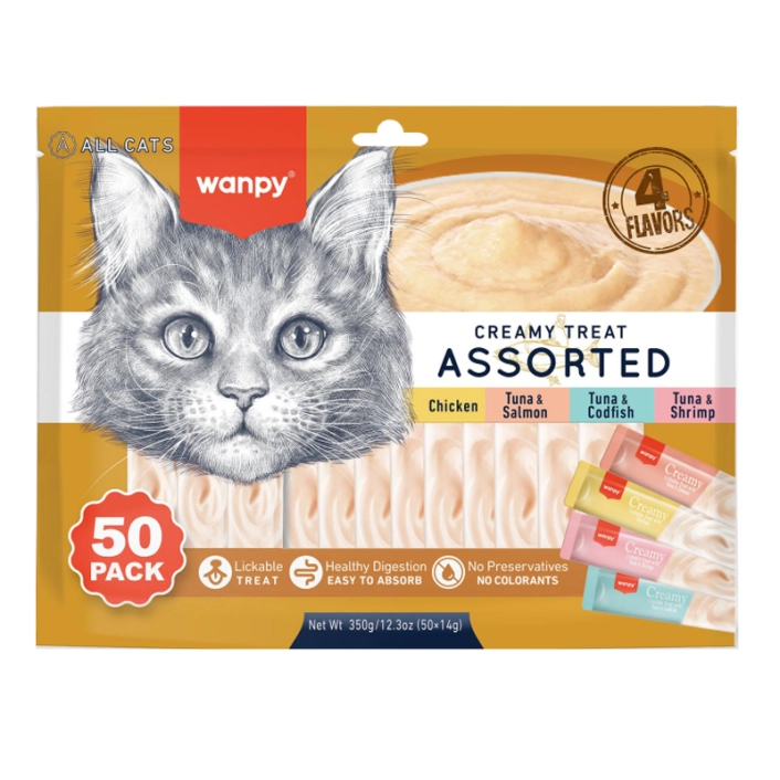 Рідкі ласощі для котів Wanpy Creamy Treat Assorted мікс 50шт