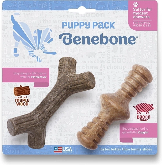 Benebone Puppy Pack Maplestick & Zaggler Набір жувальних іграшок з різними смаками для цуценят