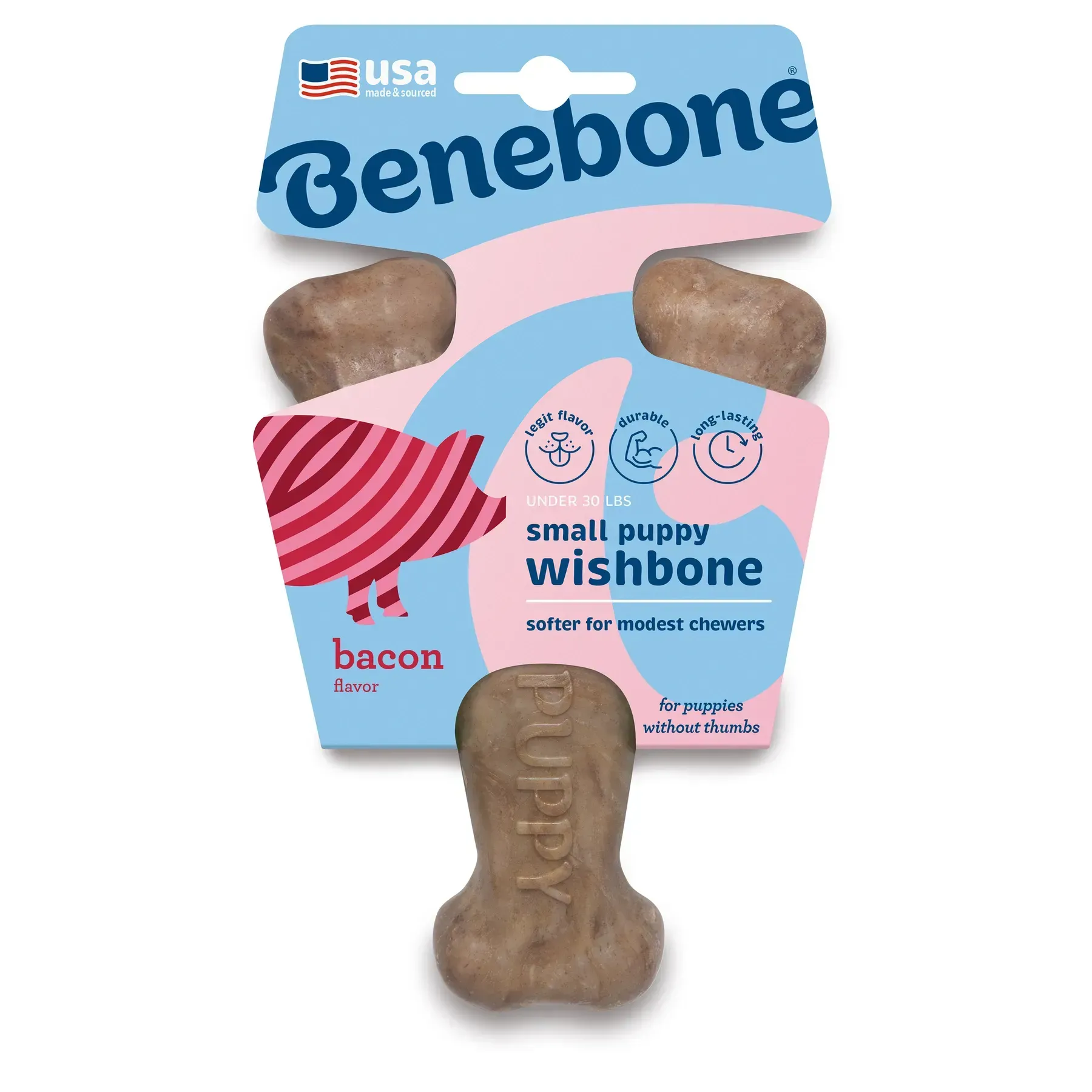 Benebone Puppy Wishbone Bacon Жувальна іграшка зі смаком бекону для цуценят