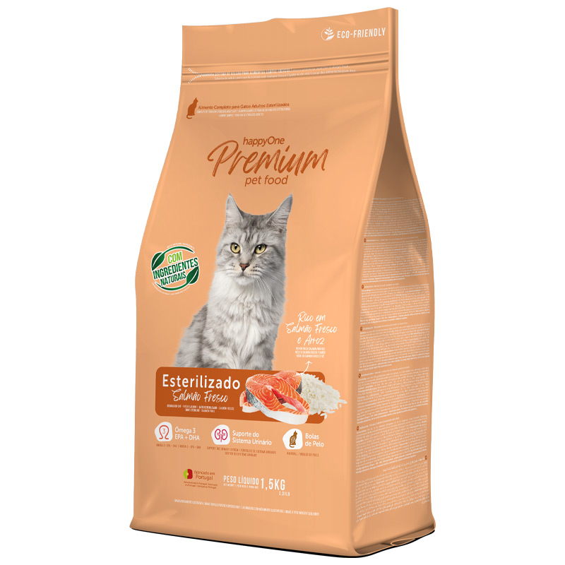 happyOne Premium Adult Sterilized Cat Fresh Salmon 1,5 кг
