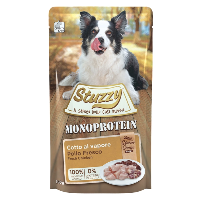 Паучі Stuzzy Monoprotein Chicken - монопротеїновий вологий корм з куркою для собак, 150г