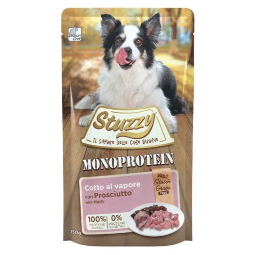 Паучі Stuzzy Dog Monoprotein Ham - монопротеїновий вологий корм зі свининою для собак, 150г
