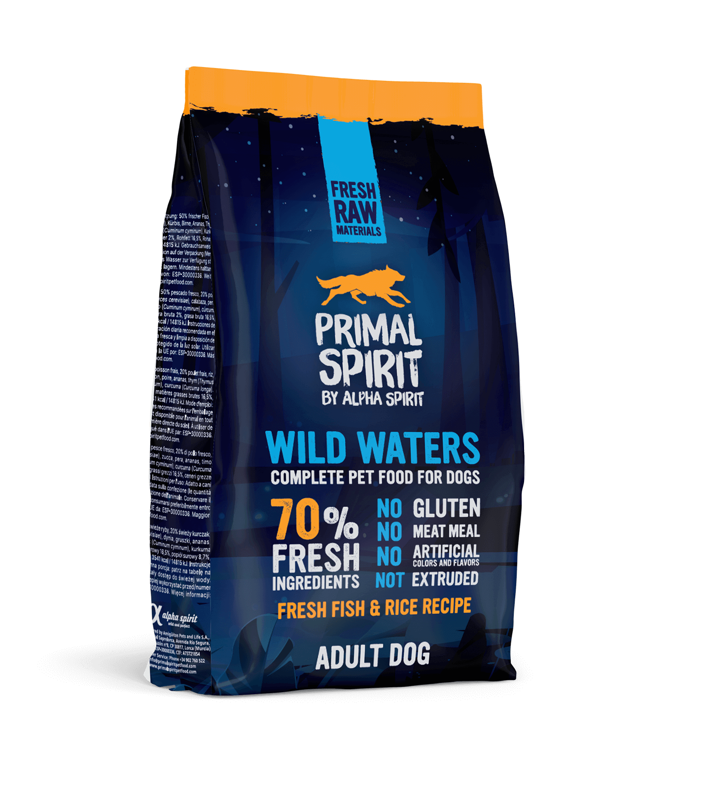 Primal Spirit Dog Wild Waters з рибою та куркою для собак
