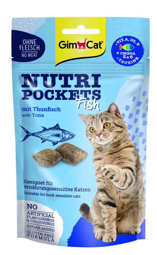 GimCat Nutri Pockets Fish Tuna - подушечки з тунцем для котів, 60г