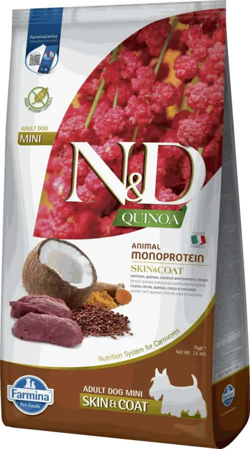 Farmina N&D Quinoa Skin Coat Adult Dog Mini Venison з олениною для
