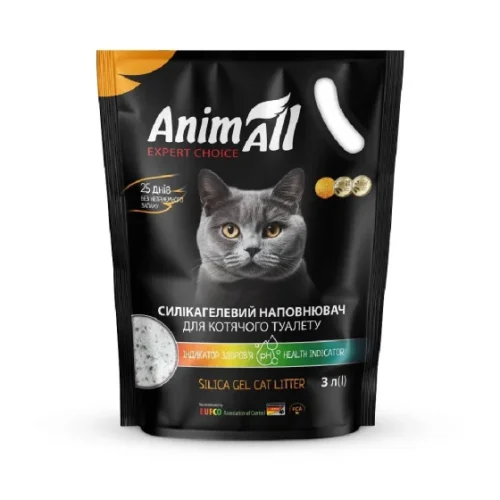 Animall Силікагелевий наповнювач з індикатором PH для котів, дрібний 3л