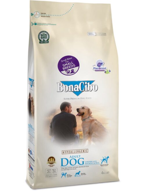BonaCibo Adult Dog Small Breed Chicken&Rice with Anchovy 4кг