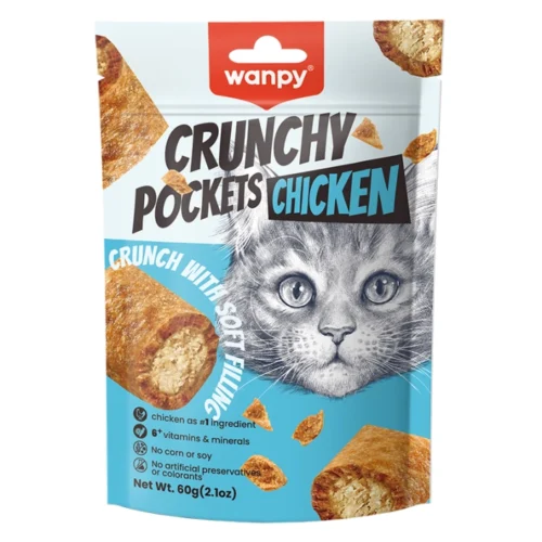 Wanpy Crunchy Pockets Chicken - подушечки з куркою та вітамінами для котів, 60г