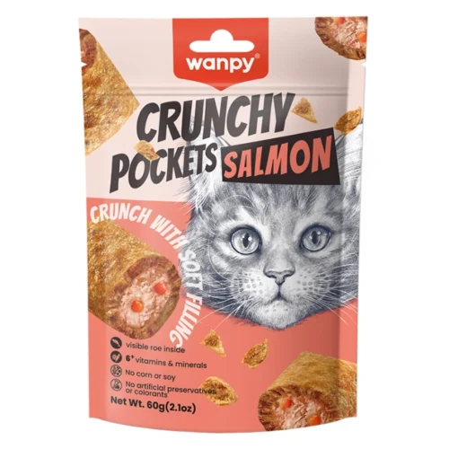 Wanpy Crunchy Pockets Salmon & Roe - подушечки з лососем та ікрою для котів, 60г