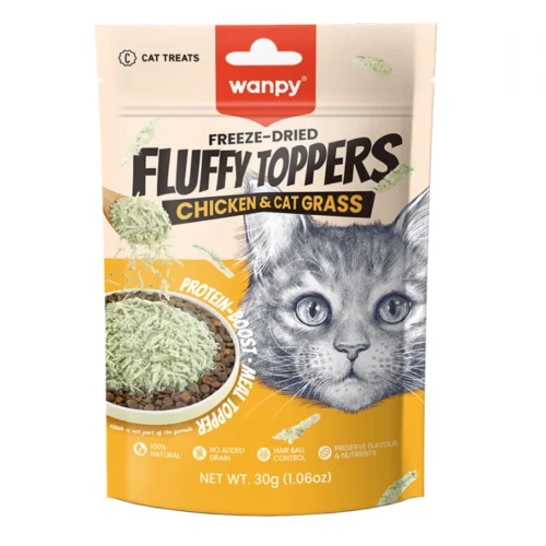 Wanpy Fluffy Toppers Chicken & Cat Grass - топінг з куркою для котів, 30г