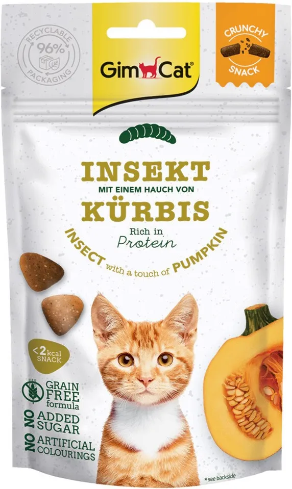 GimCat Crunchy Snacks хрусткі снеки для котів з білком комах та гарбузом, 50 г